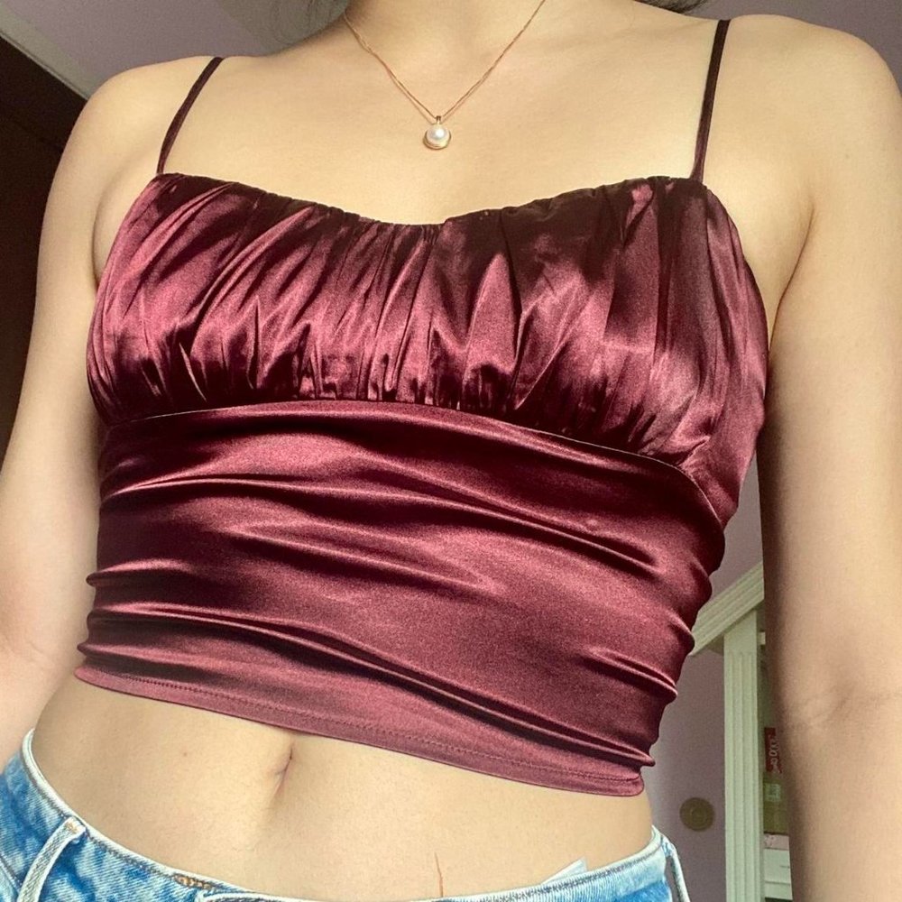 Burgundy Adjustable Crop Top from Forever 21
